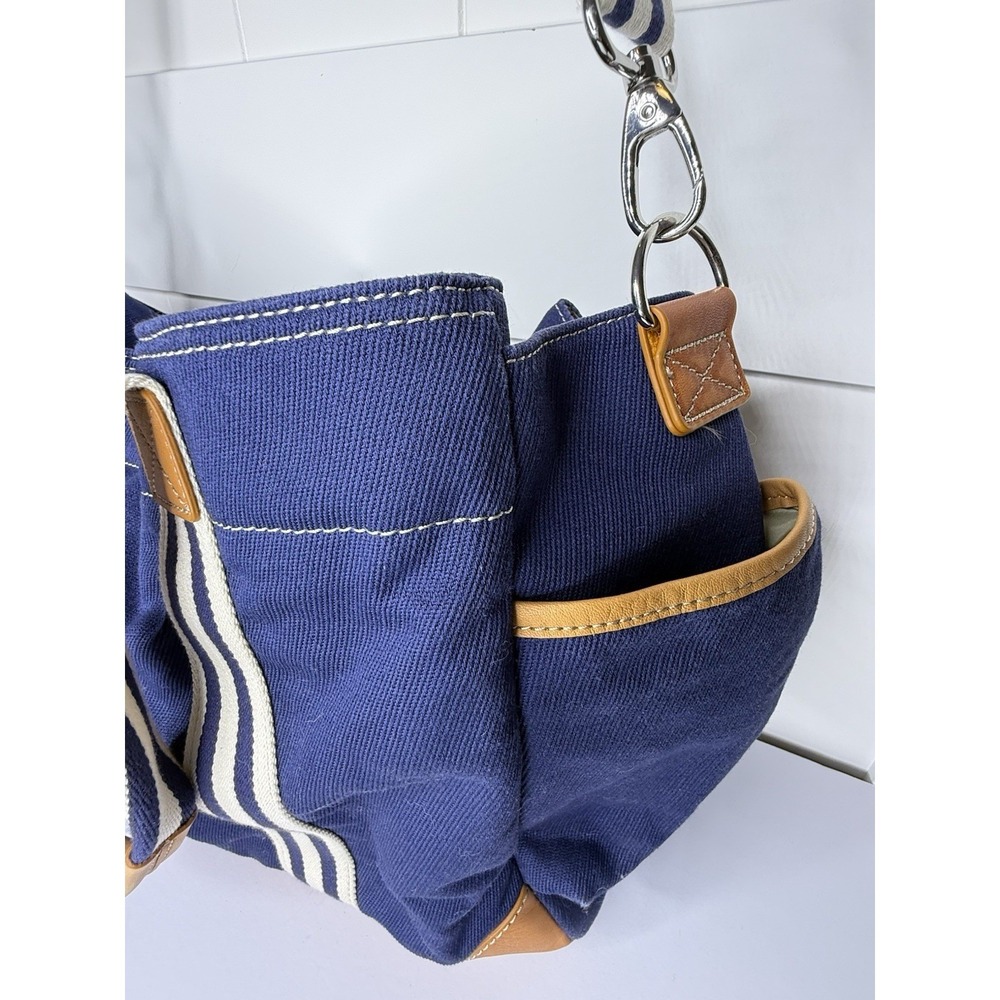 POTTERY BARN KIDS Navy Blue DIAPER BAG Canvas Baby Duffle Tote Leather Classic B - Picture 6 of 15
